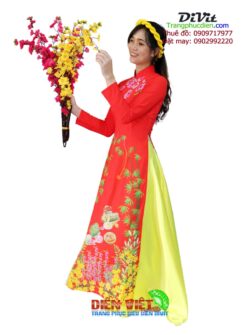 Áo dài tết đỏ cho nữ