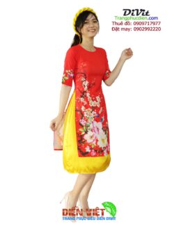 Áo dài cách tân voan đỏ