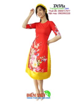Áo dài cách tân voan đỏ