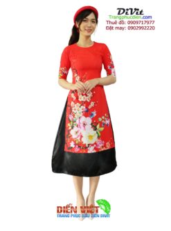 Thuê áo dài nữ đỏ cách tân