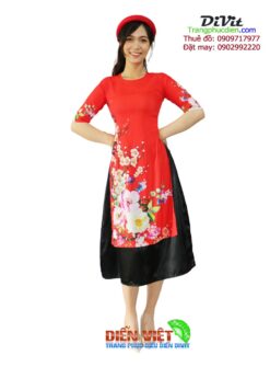 Thuê áo dài nữ đỏ cách tân