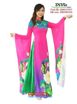 Thuê áo dài sen hồng tay rũ