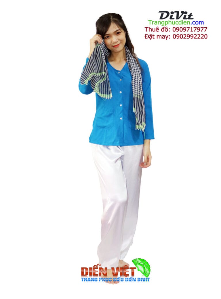 Bà ba nữ voan xanh biển