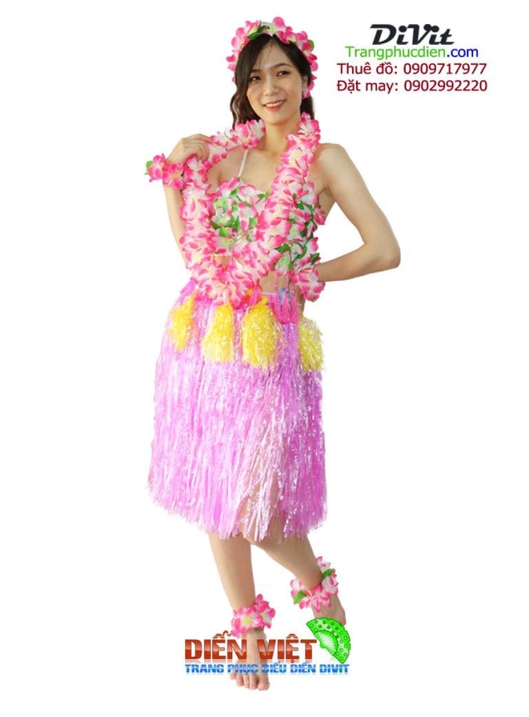 Thuê đầm Hawai nữ hồng
