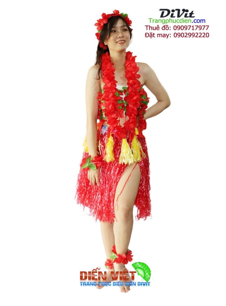 Thuê đồ nhảy Hawai đỏ