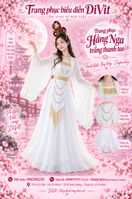 Áo chị Hằng Nga trắng cổ trang