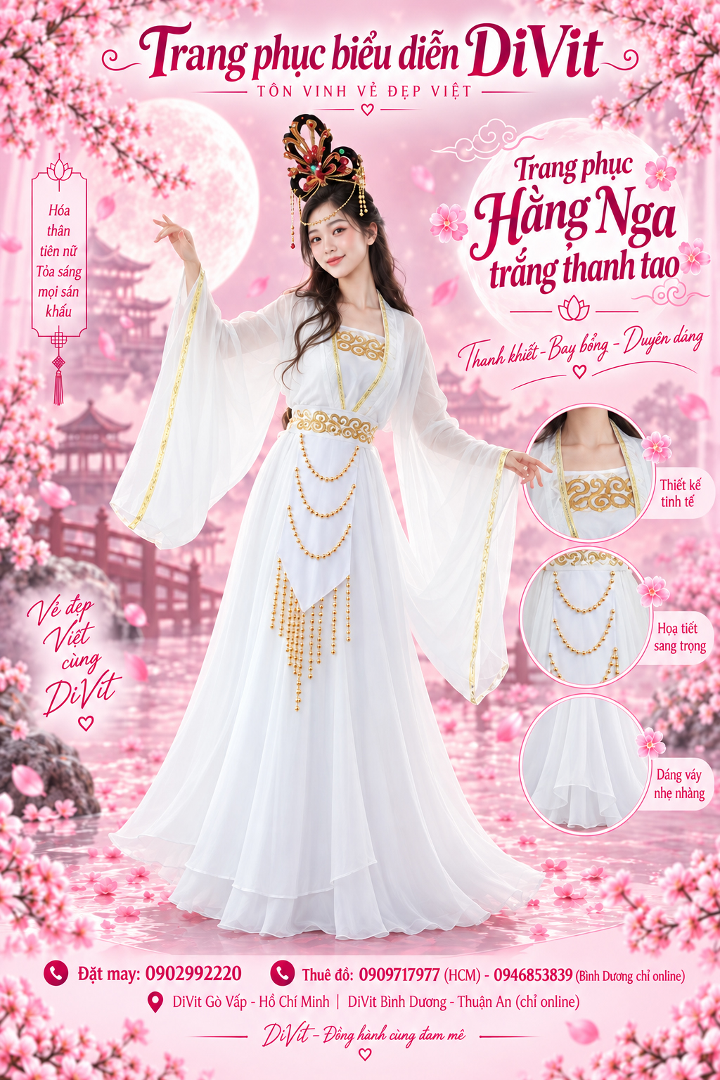 Áo chị Hằng Nga trắng cổ trang
