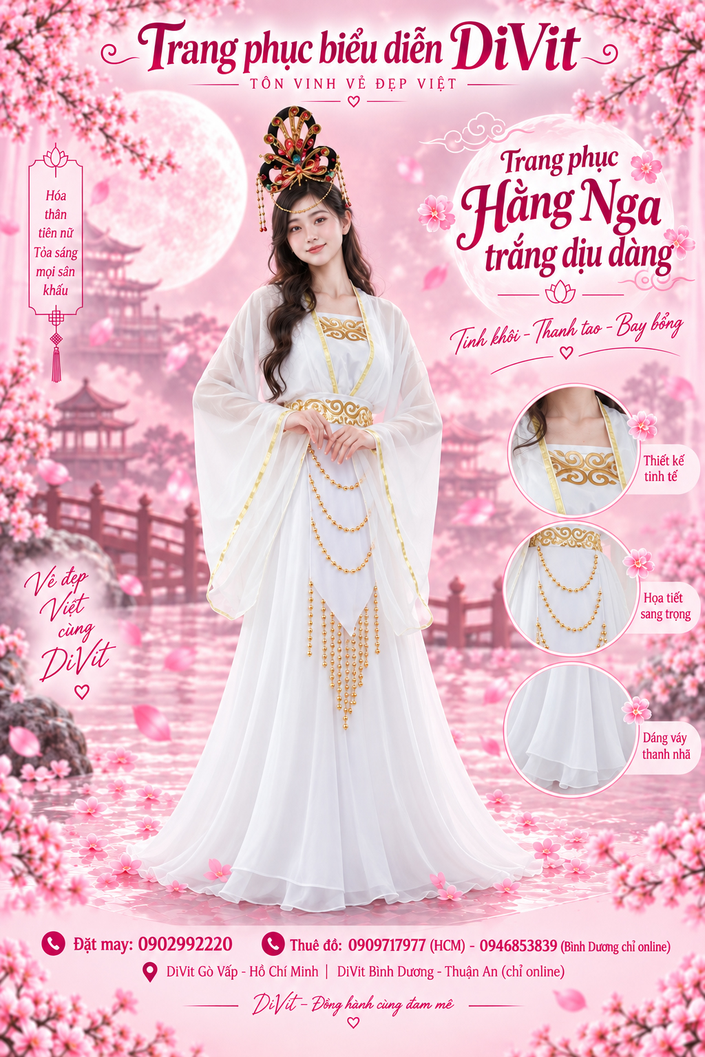 Áo chị Hằng Nga trắng cổ trang