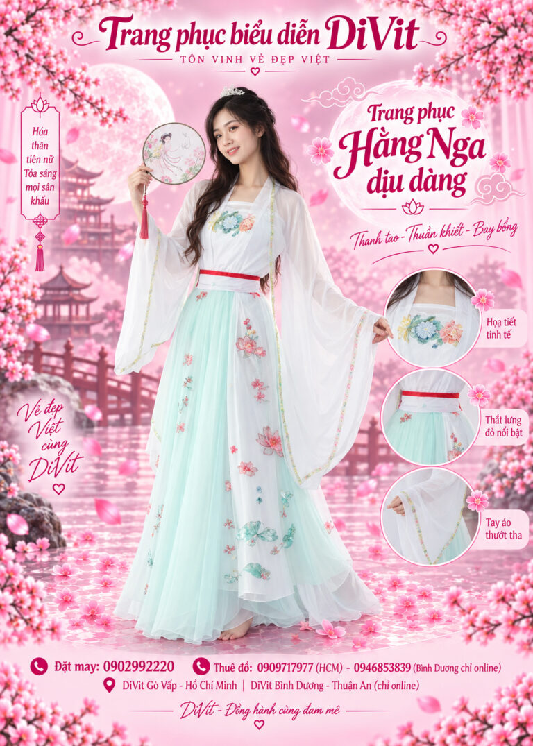 Áo Hằng Nga tùng xanh biển