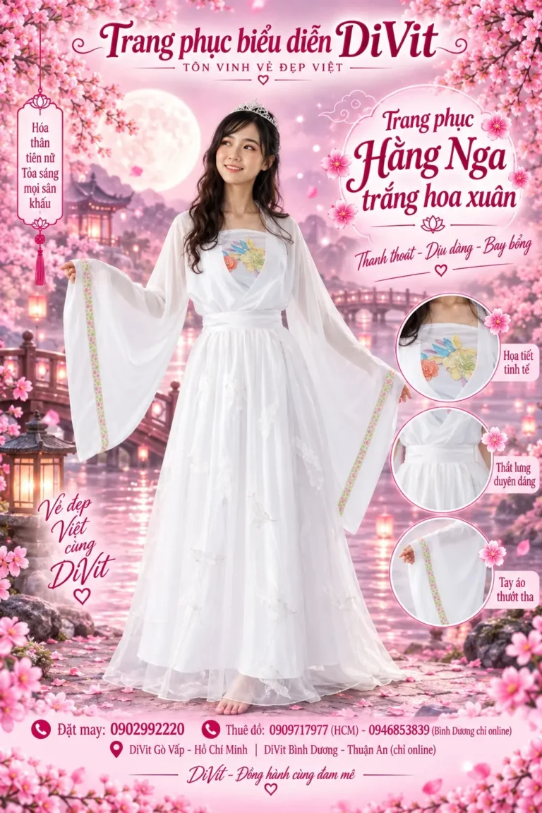 Hằng Nga trắng cổ trang
