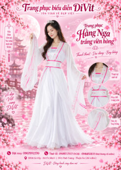 Trang phục Hằng Nga trắng viền hồng