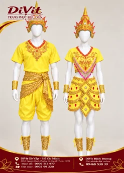 Cặp trang phục múa Chăm vàng