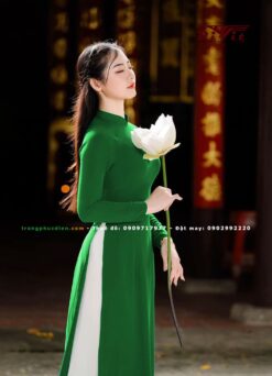 Thuê áo dài xanh lá trơn