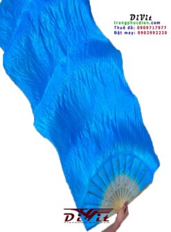 Quạt lụa dài xanh biển(Giá thuê cặp)