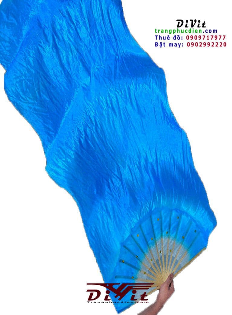 Quạt lụa dài xanh biển(Giá thuê cặp)