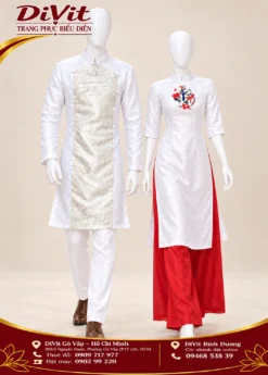 Áo dài cách tân nam trắng