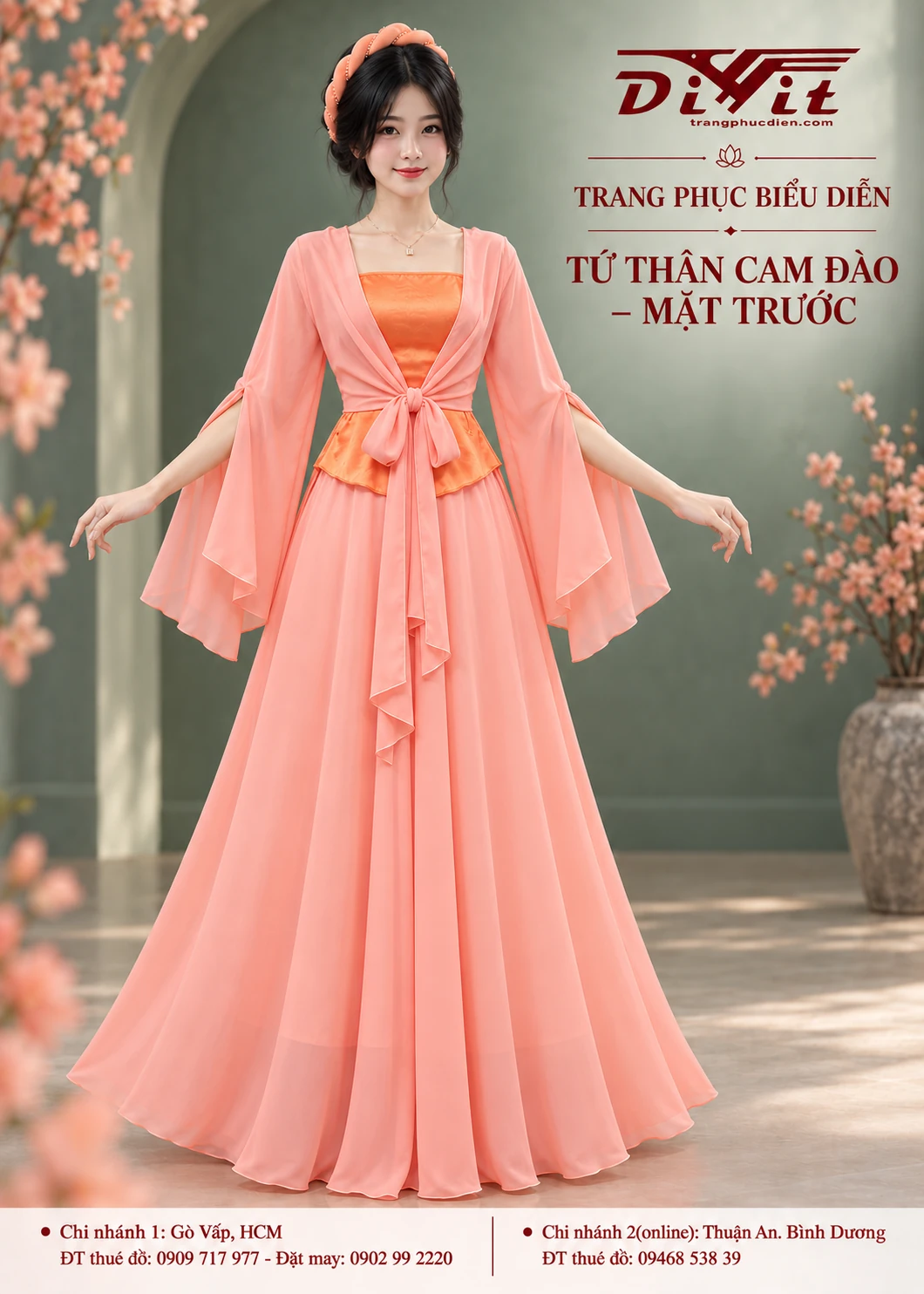 Áo tứ thân cam đào thuê giá rẻ