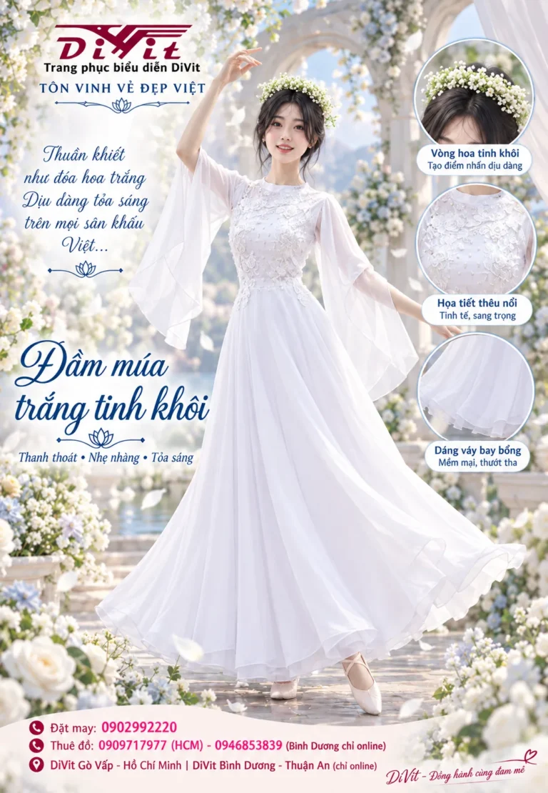 Váy múa trắng trơn