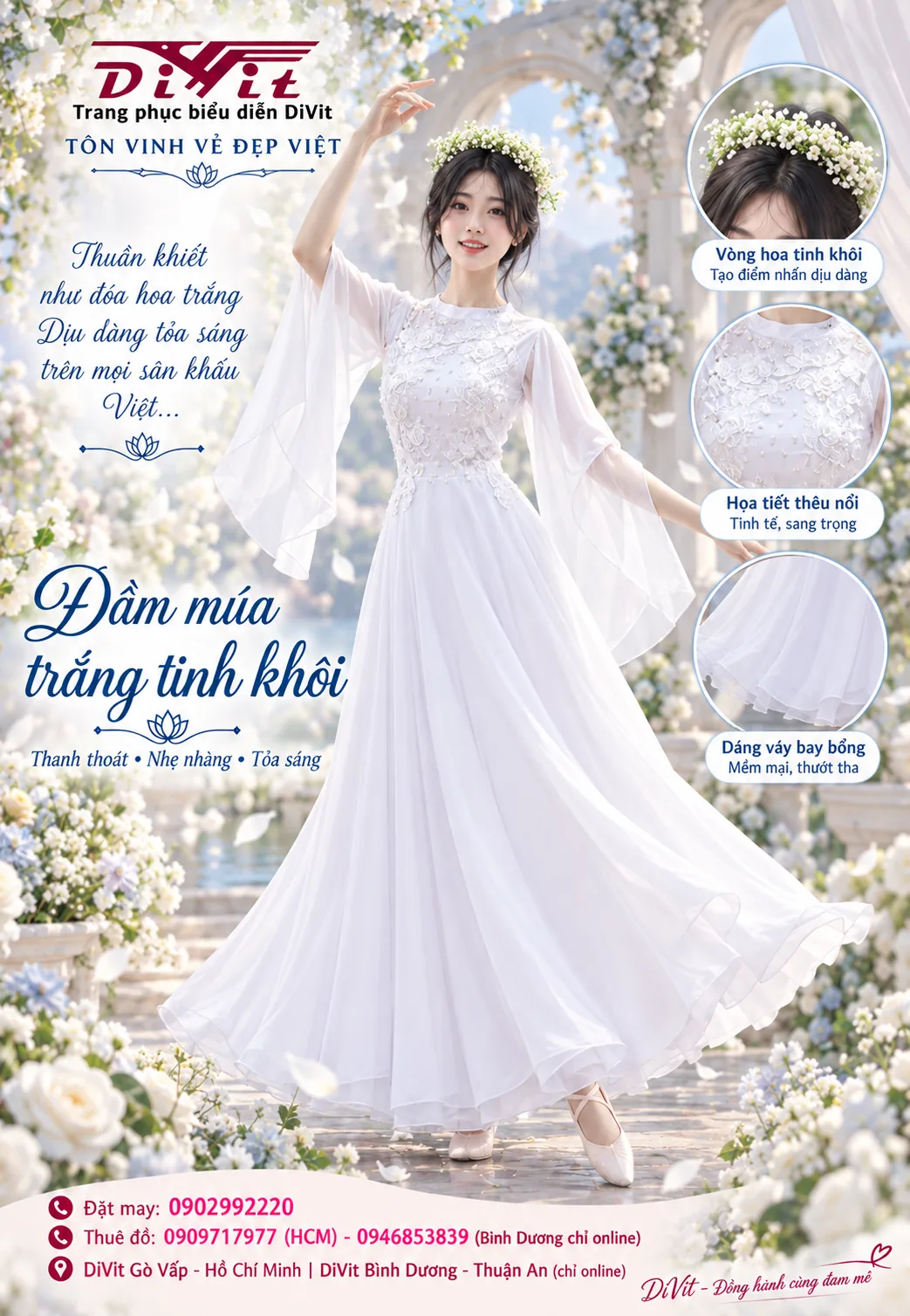Váy múa trắng trơn