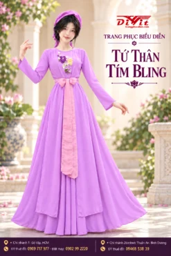Áo tứ thân tím múa bắc bling