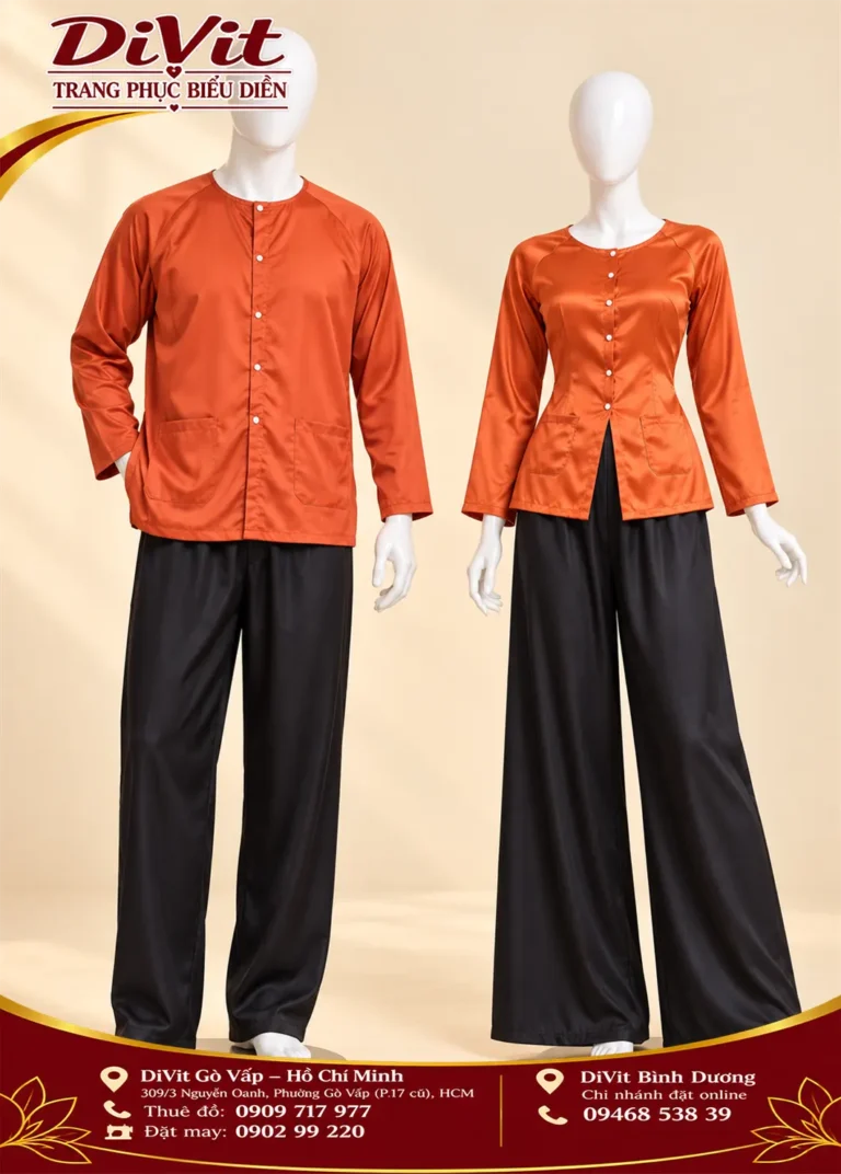 Thuê đồ bà ba cặp cam đậm