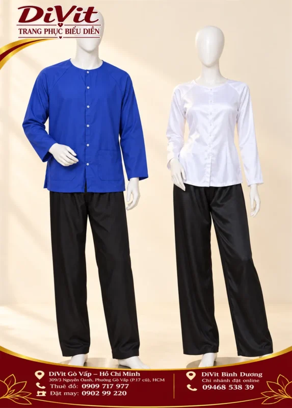 Cặp bà ba Nam xanh nữ trắng
