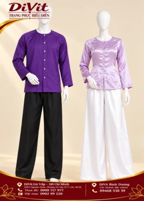 Cặp bà ba Nữ tím cà nam tím Huế