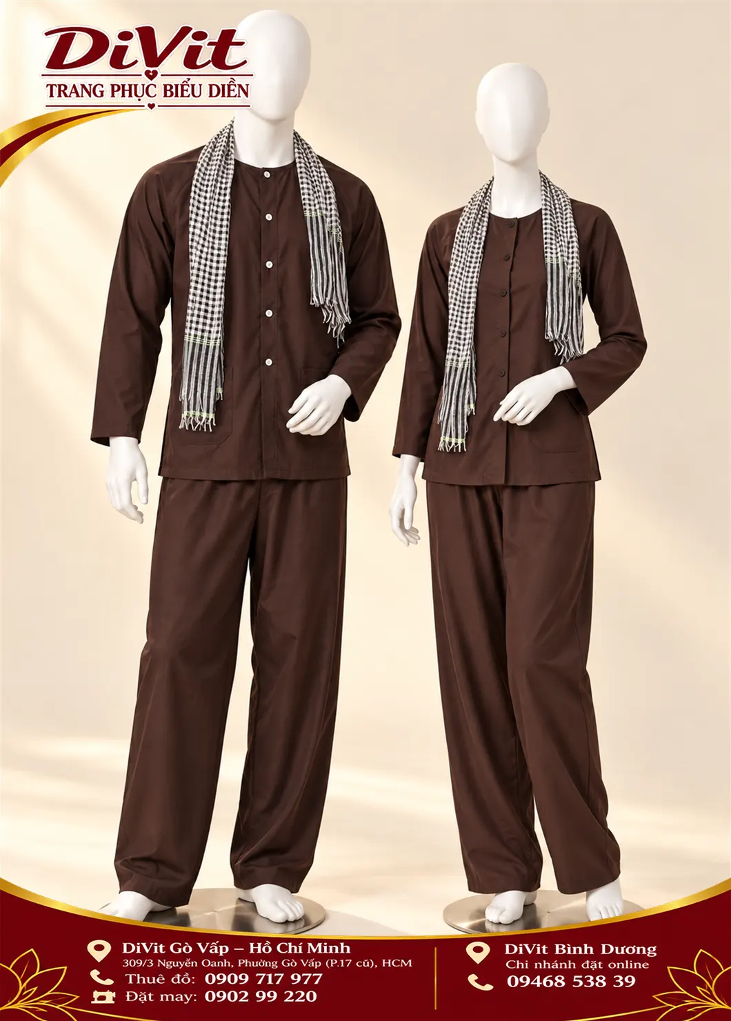 Cặp bà ba nâu kate