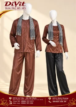 Cặp bà ba nâu phi bóng nam nữ