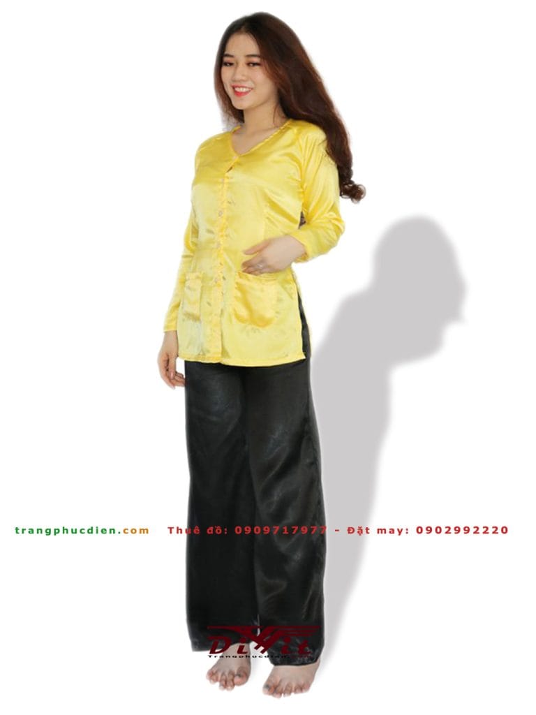 Áo bà ba nữ vàng tươi phi bóng