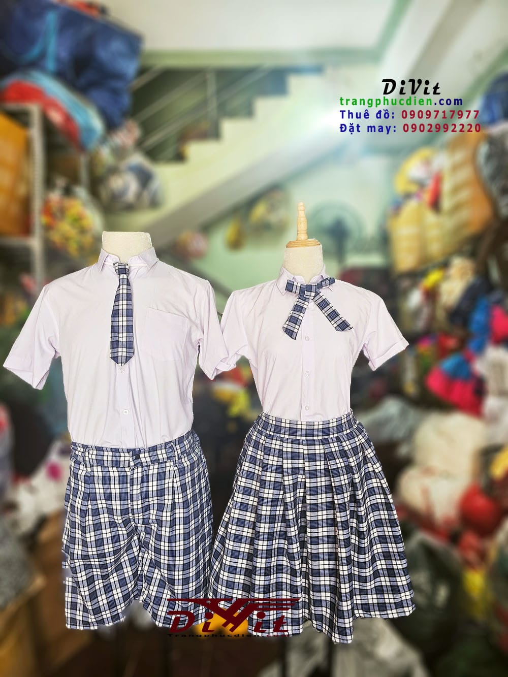 Trang phục nhảy học sinh caro xanh — ảnh 4/4