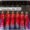 Áo dài đỏ sao vàng tà sóng biển