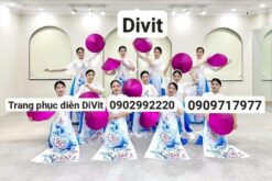 Áo dài trắng hoa sen tay loe