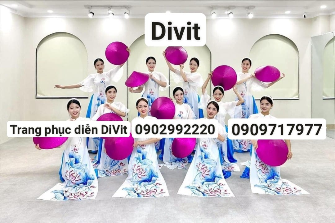 Áo dài trắng hoa sen tay loe