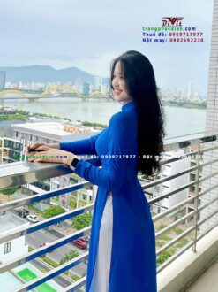 Cho thuê áo dài xanh thanh niên