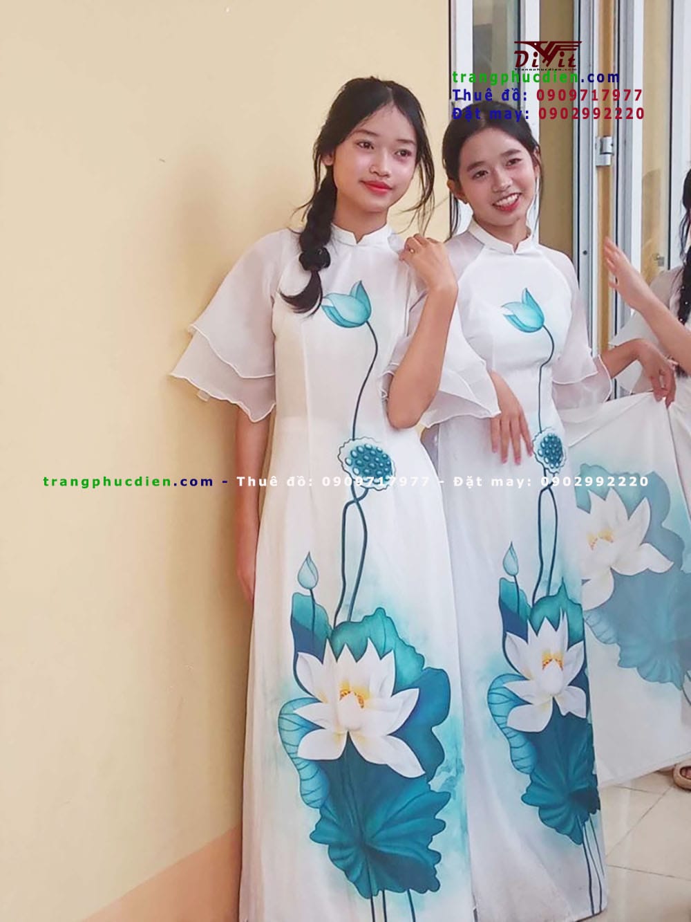 Thuê áo dài sen trắng