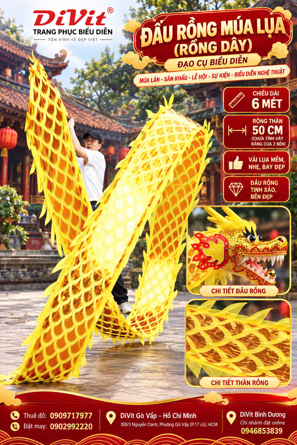 Cho thuê đầu rồng múa lụa