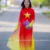 Áo dài đỏ sao vàng tà loan màu