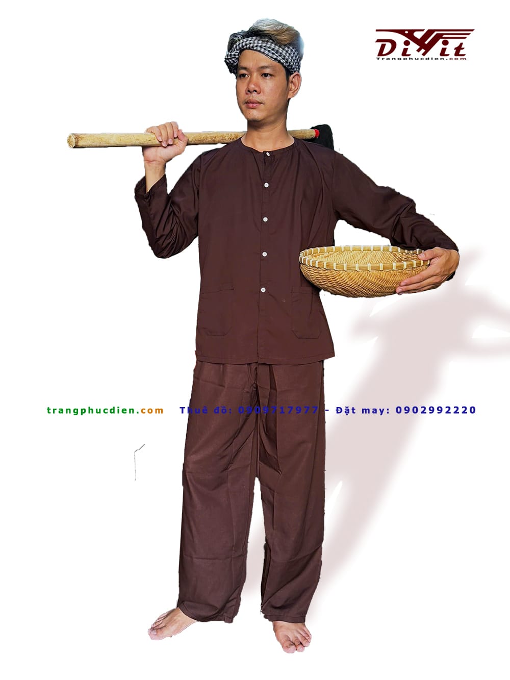 Bộ bà ba nam nâu đậm