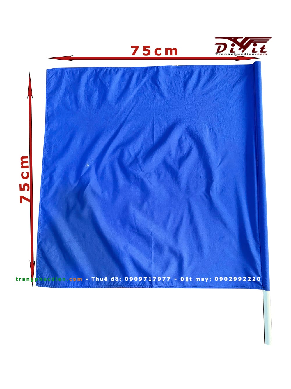 Cờ vuông 90cm xanh dương trơn