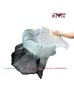 Quạt lụa dài trắng đen 120cm(giá cặp)