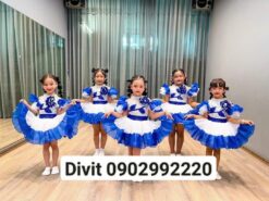 Thuê đầm múa trẻ em trắng xanh dương
