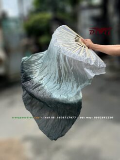 Quạt lụa dài trắng đen 120cm(giá cặp)