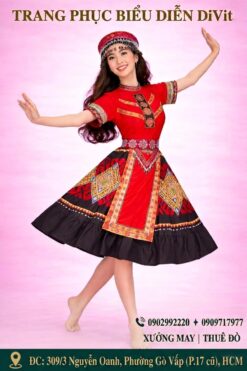 Trang phục dân tộc H'Mông nữ đỏ phối đen