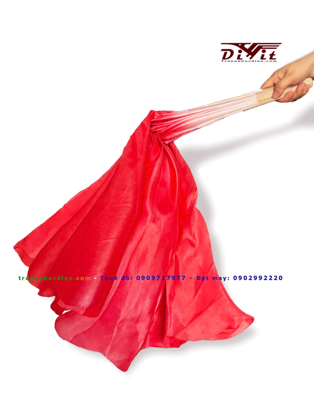 Quạt lụa 40cm trắng đỏ(giá thuê 1 cặp)