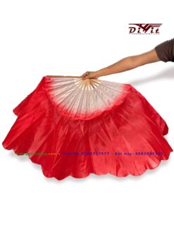 Quạt lụa 40cm trắng đỏ(giá thuê 1 cặp)