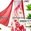 Áo dài nữ trắng đỏ in Phượng Hoàng