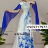 Áo dài trắng xanh in Phượng Hoàng