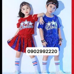 Đồ nhảy hiện đại trẻ em xanh-đỏ