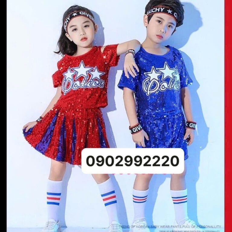 Đồ nhảy hiện đại trẻ em xanh-đỏ
